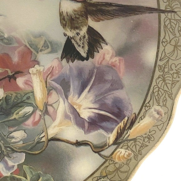 Whispering Wings MORNING GLORY Plate #1 First Issue Hummingbird Floral Flowers - Picture 4 of 7